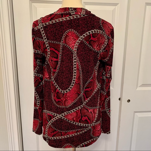 MICHAEL KORS Berry Python Printed Blouse with Silver Zippers - Picture 4 of 5